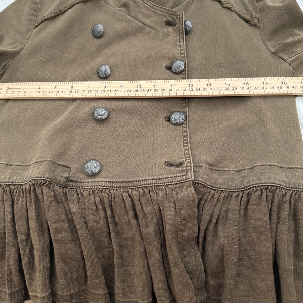 Free People Romantic Ruffles Military Jacket Olive Green Small Mint Condition - Picture 8 of 9